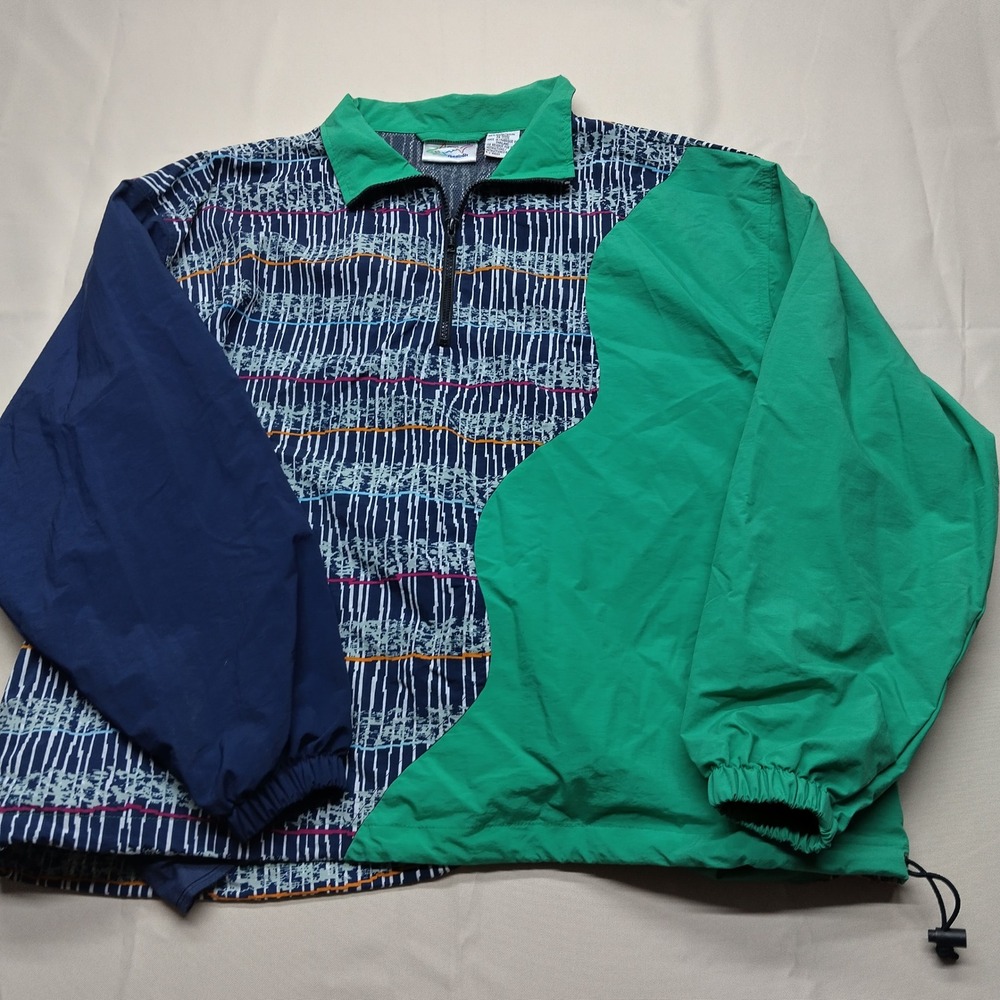 Vintage 90s Reebok Greg Norman Shark Windbreaker Jacket Mens Medium Colorblock